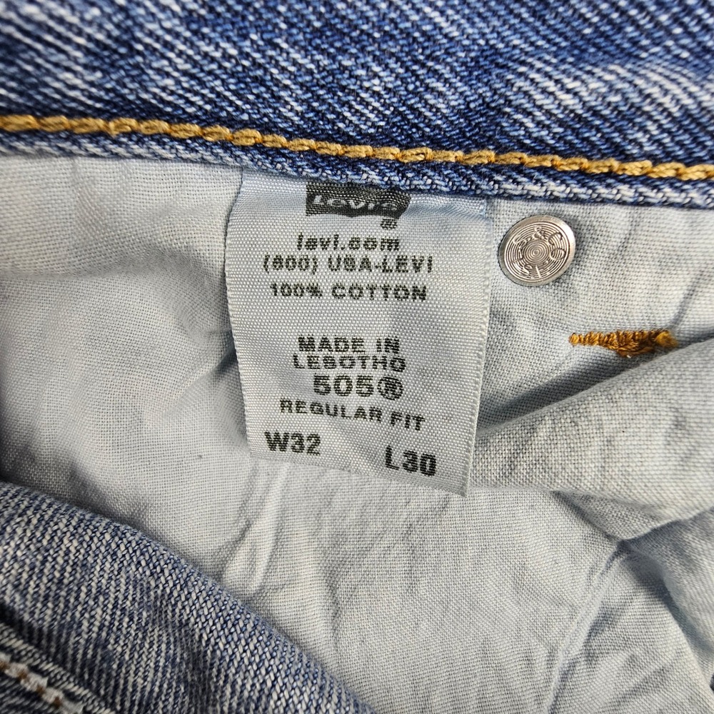 Levi's 505 Regular Fit Jeans Mens 33x30 Blue Light Wash Straight Leg Denim - Picture 5 of 10